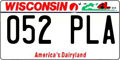 WI license plate 052PLA