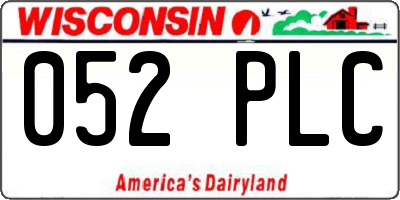 WI license plate 052PLC