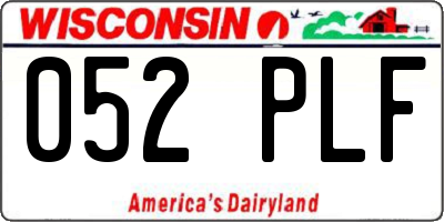 WI license plate 052PLF