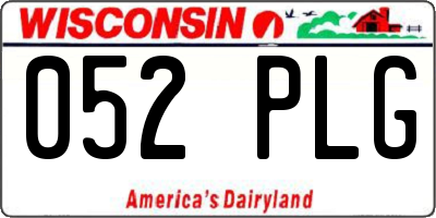 WI license plate 052PLG
