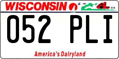 WI license plate 052PLI