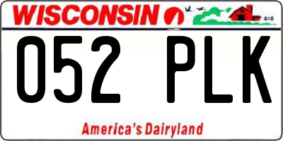 WI license plate 052PLK