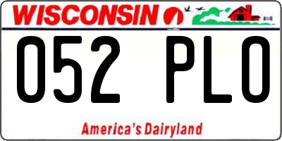 WI license plate 052PLO