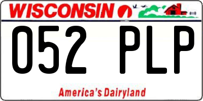 WI license plate 052PLP