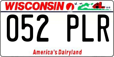 WI license plate 052PLR