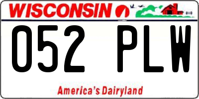 WI license plate 052PLW