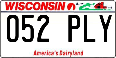 WI license plate 052PLY