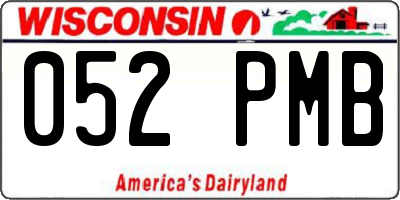 WI license plate 052PMB