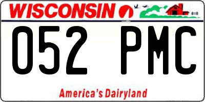 WI license plate 052PMC