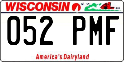 WI license plate 052PMF