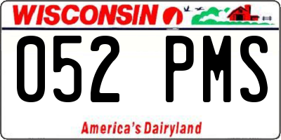 WI license plate 052PMS