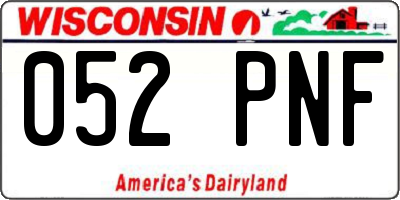 WI license plate 052PNF