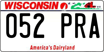 WI license plate 052PRA