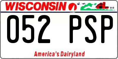WI license plate 052PSP