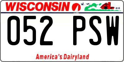 WI license plate 052PSW