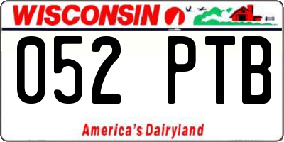 WI license plate 052PTB