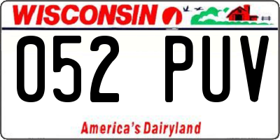 WI license plate 052PUV