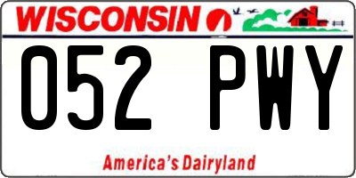 WI license plate 052PWY