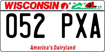 WI license plate 052PXA