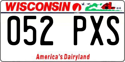 WI license plate 052PXS