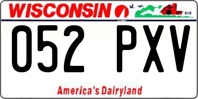 WI license plate 052PXV