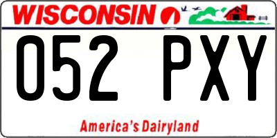 WI license plate 052PXY
