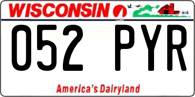 WI license plate 052PYR