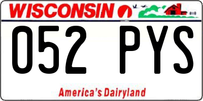 WI license plate 052PYS