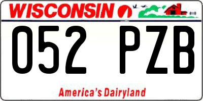 WI license plate 052PZB