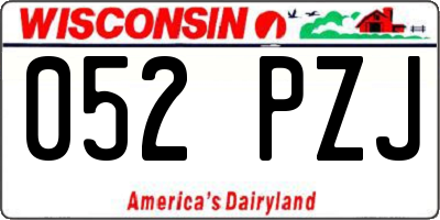 WI license plate 052PZJ