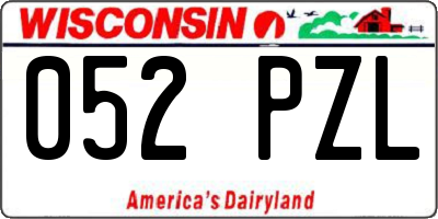 WI license plate 052PZL