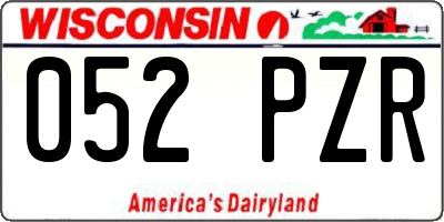 WI license plate 052PZR