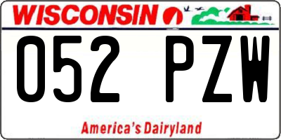 WI license plate 052PZW