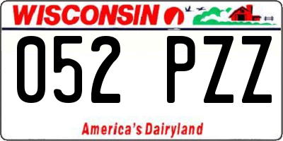 WI license plate 052PZZ