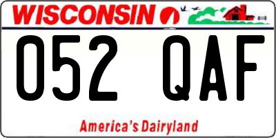 WI license plate 052QAF