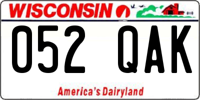 WI license plate 052QAK