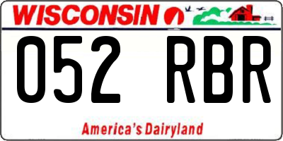 WI license plate 052RBR