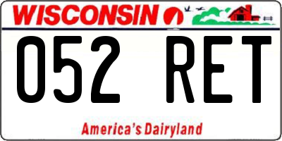 WI license plate 052RET