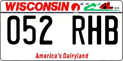 WI license plate 052RHB