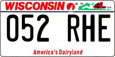 WI license plate 052RHE