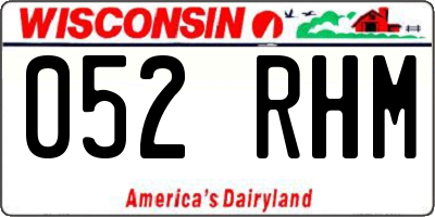 WI license plate 052RHM