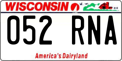 WI license plate 052RNA