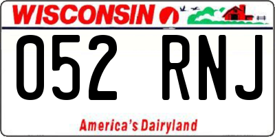 WI license plate 052RNJ