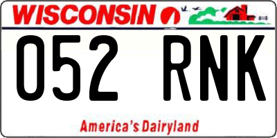 WI license plate 052RNK