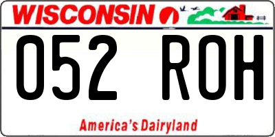 WI license plate 052ROH