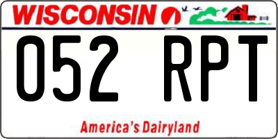 WI license plate 052RPT