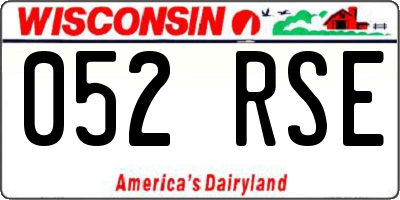 WI license plate 052RSE
