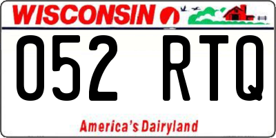 WI license plate 052RTQ