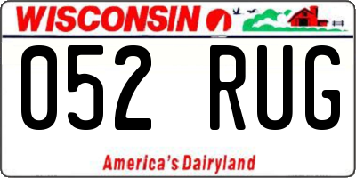 WI license plate 052RUG