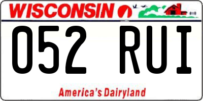 WI license plate 052RUI